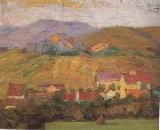 Egon Schiele Village with Mountain (mk12) painting